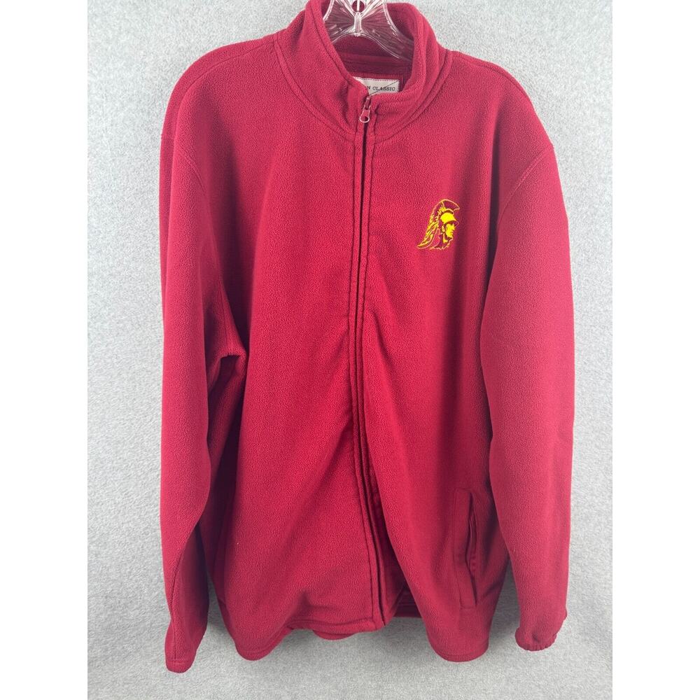 American Classics USC Trojans Full‎ Zip Fleece Jacket Men's 2XL Red Long Sleeve